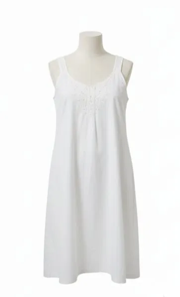 Embroidered White Sleeveless Dress